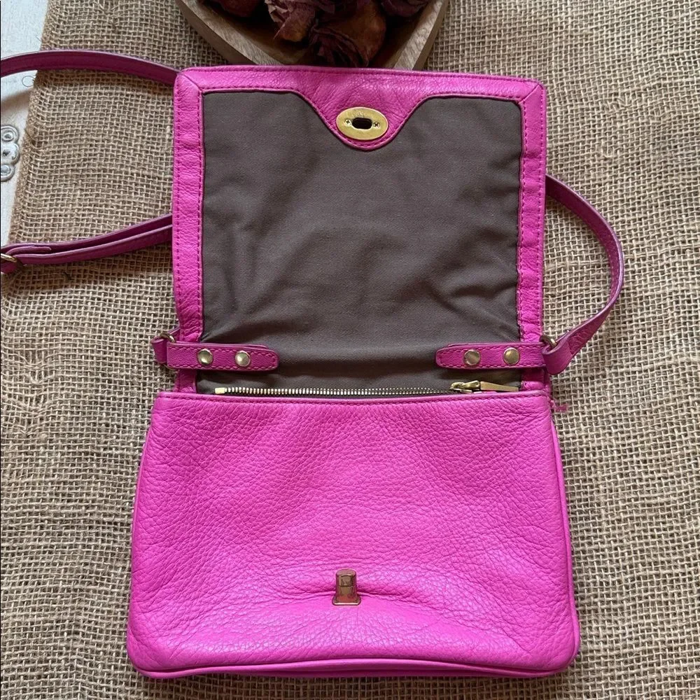 J. Crew Vibrant Pink Pebbled Leather Crossbody Bag